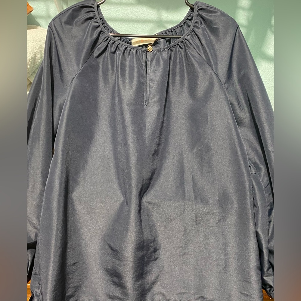 TORY BURCH women’s long sleeve black soft shell blouse size L